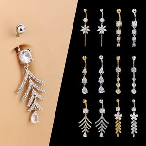 เครื่องประดับจิวเวอรี่จิวเวอรี่แบบห้อยประดับจิวเวอร์รี่ขนาด14g ห้อยคริสตัลเพทายแบบยาว - Product Image 1