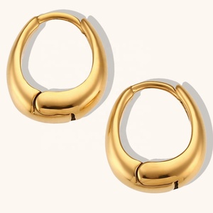 European and American Fashion High Quality Hypoallergenic Stainless Steel 18k Gold Plated <strong>U</strong> <strong>Shape</strong> Huggie <strong>Earring</strong> - Product Image 5