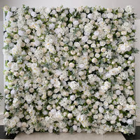 Dinding Bunga 3D M167, Gulungan Bunga Mawar Ivory Hydrangea Sutra Buatan Warna Putih untuk Dekorasi Pernikahan dan Pesta