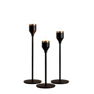 Modern Black Metal <b>Candle</b> Holder <b>Set</b> of 3, Tall <b>Candle</b> Stand for Home Decor, Table Centerpiece, Wedding Decoration & Wholesale - Product Image 1