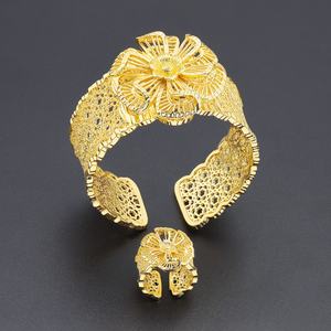 โรงงาน Jxx ผลิตชุดเครื่องประดับชุบทอง 24K คุณภาพสูง ดีไซน์ดอกไม้สำหรับผู้หญิง เหมาะสำหรับงานแต่งงาน ของขวัญ สไตล์ดูไบ ผู้หญิงอินเดีย - Product Image 1