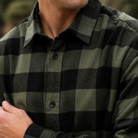 Kemeja Flanel Kotak-kotak Pria Gaya Baru Musim Gugur, Bernapas, Layanan OEM, Logo Custom, Grosir, Kasual, 100% Katun