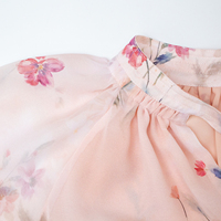 Haut de gamme personnalisé chic soirée été haute couture robes luxe élégant volants manches chauve-souris imprimé fleuri en mousseline de soie Maxi robe