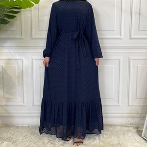 6294 #   Robe Abaya élégante rose à volants, coupe ample avec ceinture, vêtements islamiques, robes Abaya pour femmes musulmanes - Product Image 4