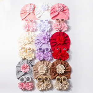 Neues europäisches und amerikanisches Babyhut-und Socken-Set Niedliche Blume Kinderhut-Kombination Grenz überschreiten des Baby-Zweiteiler-Set - Product Image 6