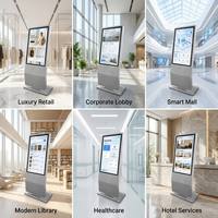 AWSTOUCH Kiosque numérique interactif vertical incliné de 43 pouces sur pied pour centres commerciaux et magasins de détail