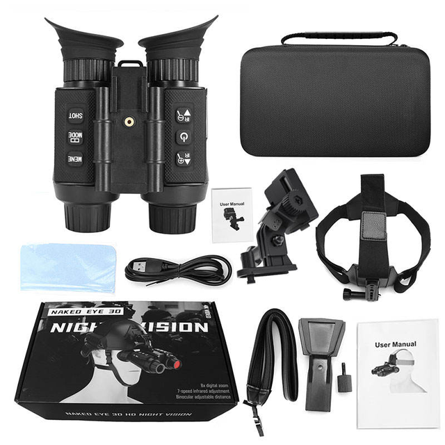 NV8300 7X Magnification Head-mounted Dual-Lens Night Vision Device 4K Infrared Binoculars