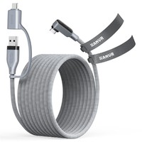 Cable de Datos AMVR LC6L de 16 Pies, 2 en 1, USB A Tipo C a Tipo C, 5Gbps, Trenzado de Nailon, para Juegos de Realidad Virtual