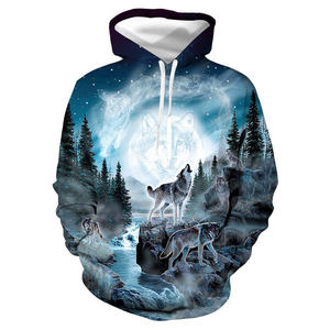 Felpe con cappuccio stampate lupo 3D caldo per uomo felpa con cappuccio stampa animale nuovo stile da uomo moda Harajuku Pullover Oversize divertente - Product Image 2