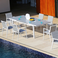 Meubles de jardin en aluminium, design contemporain, pliables, rétractables, extensibles, durables, imperméables, pour salle à manger, hôtel, patio, villa
