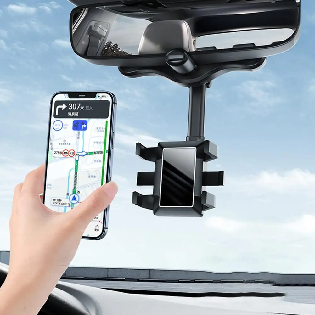 Support de téléphone de voiture rétractable rotatif universel 360, Support de rétroviseur pour enregistreur de conduite, Support de téléphone Mobile DVR/GPS