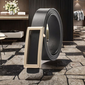 Cinturón de Cuero Vacuno Ecológico de 105 cm y 1.3 cm con Hebilla Cuadrada de Aleación de Dos Colores y Logotipo Personalizado, Estilo Casual para Jeans de Mujer - Product Image 3