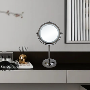 Miroir de salle de bain sur pied moderne en verre noir de 6 pouces, grossissement 1X 3X, portable, double face, à poser sur table - Product Image 6