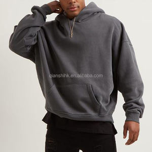 Fabricants de sweat à capuche uni vierge Streetwear unisexe avec logo personnalisé en éponge française imprimé bouffant essentiel sweat à capuche carré court - Product Image 4