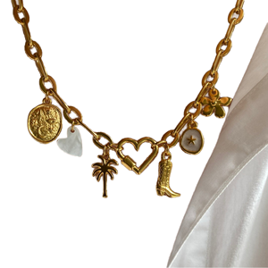 Colgante de Acero Inoxidable 316L de Alta Calidad con Circonita, Chapado en Oro de 18K, con Forma de Estrella y Corazón, para Fiesta, Regalo para Mujer - Product Image 1