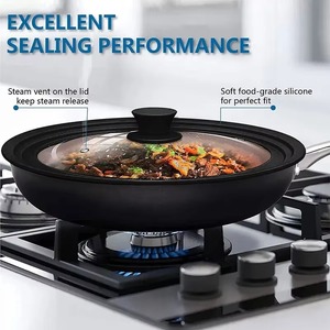 16-22-28-32cm Silicone <b>Glass</b> Covers Pans Skillets Multifunctional Adaptable Lids Stove Round <b>Protector</b> Caps Kitchen Accessories - Product Image 4
