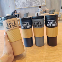 Mug Kopi Stainless Steel Dinding Ganda Botol Air Vakum Desain Kreatif Mug Minum Portabel Cangkir Terisolasi untuk Pelajar