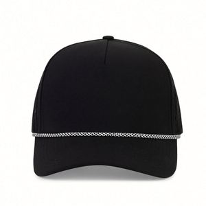 Casquettes de camionneur personnalisées en gros avec corde, casquettes perforées au laser de haute qualité, casquettes de golf 5 panneaux avec corde - Product Image 3