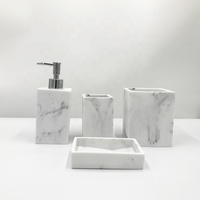 Ensemble de 4 pièces de luxe pour salle de bain, cuisine et décoration intérieure – Accessoires de salle de bain en résine