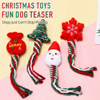 Jouets à mâcher pour chiens en corde de coton, motif Père Noël, thème Noël, mignons dessins animés, pour l'entraînement des chiens, fournitures transfrontalières pour animaux de compagnie