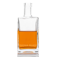 Bouteille de vin ou de liqueur en verre transparent vide personnalisée avec bouchon en liège 200ml-1000ml, impression sérigraphique, emballage pour brandy, whisky, diffuseur