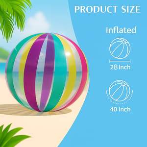 Pelota de Playa Inflable de PVC a Rayas - Juguete Transparente Grande para Fiestas en la Piscina y Actividades Acuáticas al Aire Libre de Verano - Product Image 4