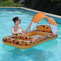 Chaise longue gonflable en PVC en forme de U et parasol flottant pour adultes