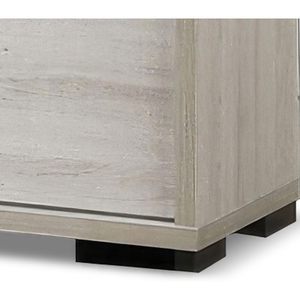 Table de chevet contemporaine avec plateau en mélamine, poignées chromées, finition blanchie, meubles de chambre à coucher - Product Image 4