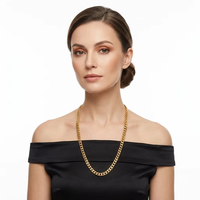 Collier chaîne cubaine plaqué or 18 carats de 6 mm pour hommes et femmes, chaîne gourmette en laiton résistant au ternissement, bijou de mode hip-hop, cadeau