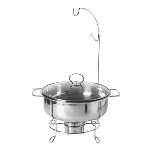 Suministros de hotel de lujo restaurante platos redondos ovalados chaffing buffet calentador de comida tapa de vidrio catering acero inoxidable con colgante - Product Image 6