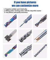 Fresa de carburo HRC55 HRC60 de 3 o 4 filos cuadrados para corte de metal y aluminio CNC, broca de router
