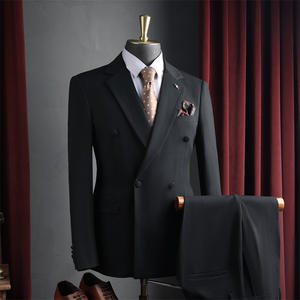 Costume Homme Croisé Rouge Haut de Gamme, Style Affaires Décontracté, Ensemble de Mariage Formel pour Témoin, Coupe Slim, Braguette Zippée, Tissu en Laine Peignée - Product Image 3