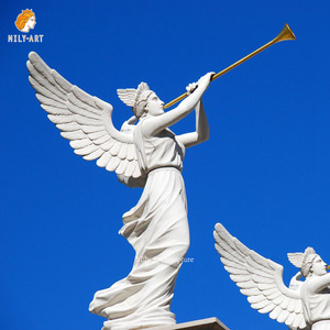 Escultura <span class=keywords><strong>de</strong></span> Ángel <span class=keywords><strong>de</strong></span> Mármol Tallada a Mano <span class=keywords><strong>de</strong></span> Tamaño Real con Trompeta, Estatua <span class=keywords><strong>de</strong></span> Piedra Natural Famosa - Product Image 1