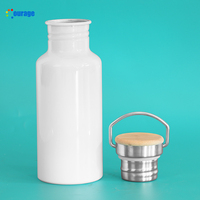 Botol air aluminium 600ml, desain baru sublimasi, botol air olahraga dengan tutup bambu