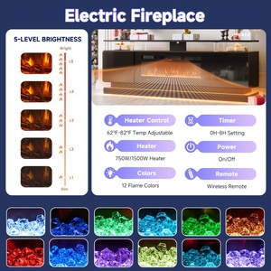 Support TV avec foyer <span class=keywords><strong>électrique</strong></span> intégré de 30 pouces, économe en énergie, 12 couleurs de flamme, télécommande, réglable, avec garantie d'un an - Product Image 3