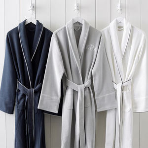 Bata de baño de spa de doble capa, 100% algodón, Unisex, de lujo, color blanco, Waffle, Terry - Product Image 6