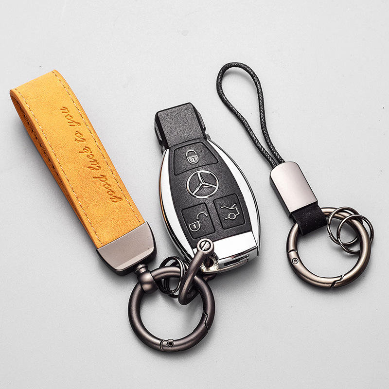 Suede Leather Metal Car Keychain with Pendant and Spring Ring Hardware ...