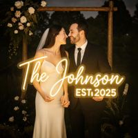 Letrero LED de Neón Personalizado para Boda Neonawall, Luz Acrílica Personalizada para Novios, Fondo para Recepción, Aniversario, Fiesta de Compromiso