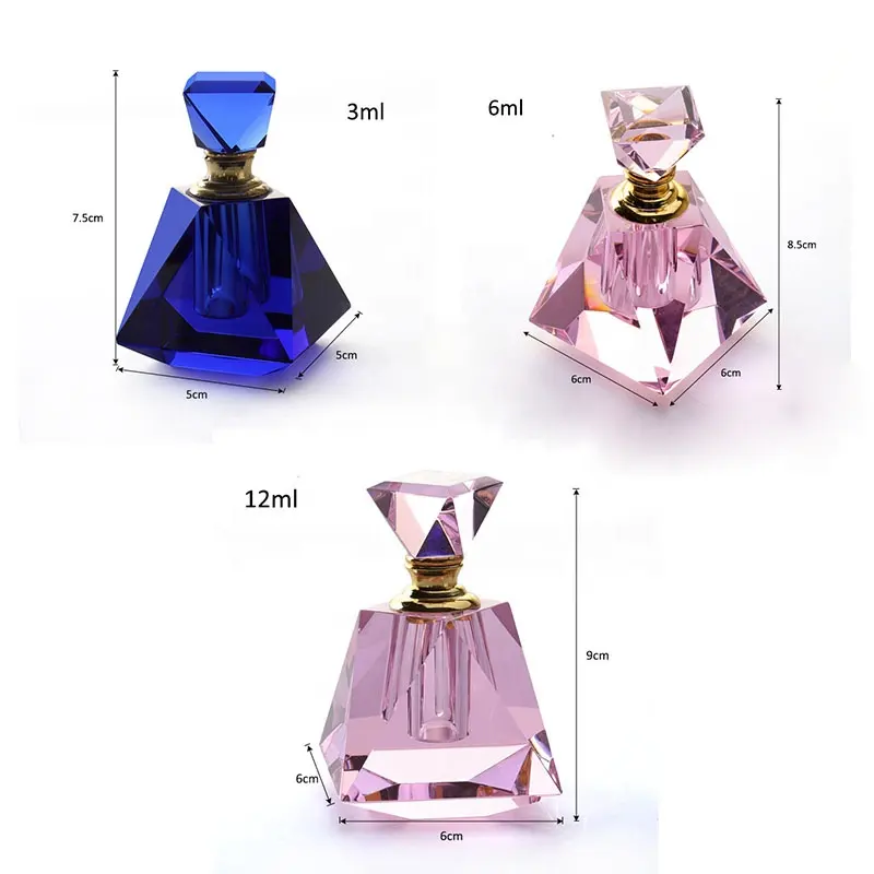 Wholesale Cheap 3ml 6ml 12ml Beautiful Pink Europe K9 Crystal Perfume Bottles Crystal Fragrance Bottle For Souvenirs