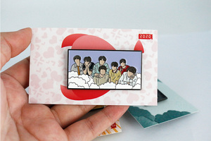 artisanat logo personnalisé fait kpop musique étoile bts <span class=keywords><strong>bp</strong></span> rose clin d'œil doux émail dur épinglette avec support papier carte - Product Image 4