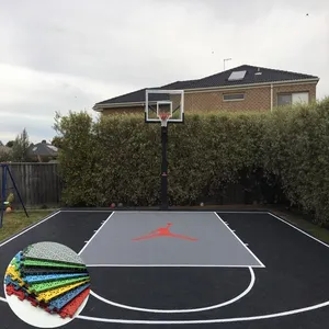 Baldosas de suelo de pista de baloncesto para patio trasero, material de superficie para deportes entrelazados