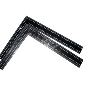 Regla de ángulo recto de metal negro de 400 mm para carpintería y construcción, herramienta de medición - Product Image 1