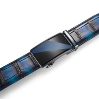 Herren-Gürtel Hochwertiges Krokodilmuster Echtes Leder Rindsleder Automatische Schnalle Taillengürtel für Freizeithosen