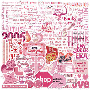 50 Uds. De pegatinas de grafiti con citas románticas rosas <span class=keywords><strong>para</strong></span> decoración de botellas de libros, pegatina de frase bonita <span class=keywords><strong>para</strong></span> chica - Product Image 1