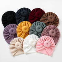 Gorro de Estilo Donut de Color Sólido con Lazo de Algodón y Poliéster, Lindo y Dulce, para Bebés, para las Cuatro Estaciones