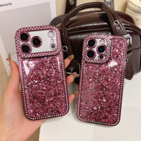 Coque de téléphone anti-choc style coréen avec paillettes rouges et diamants pour iPhone 18 Pro Max, 17, 16, 15 Pro Max et iPhone 18 Pro