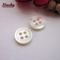 Kancing Kemeja Pria Berkualitas Tinggi Niucky S0201-001 9mm-12.7mm 4 Lubang Putih Trocas Shell Flatback Dapat Dicuci