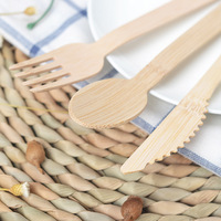 Ensemble de couverts en bambou biodégradable de 170 mm, couverts en bambou jetables, vaisselle biodégradable pour les fêtes et le camping