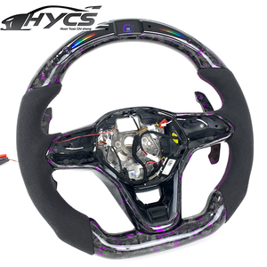 Volante de gamuza de fibra de carbono forjado LED para Volkswagen VW GOLF 8 MK8 GTI <span class=keywords><strong>Tiguan</strong></span> R Volante de estilo deportivo - Product Image 3