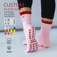 Chaussettes de Pilates antidérapantes avec grip, chaussettes de yoga à volants pour barre, chaussettes antidérapantes personnalisées pour femmes